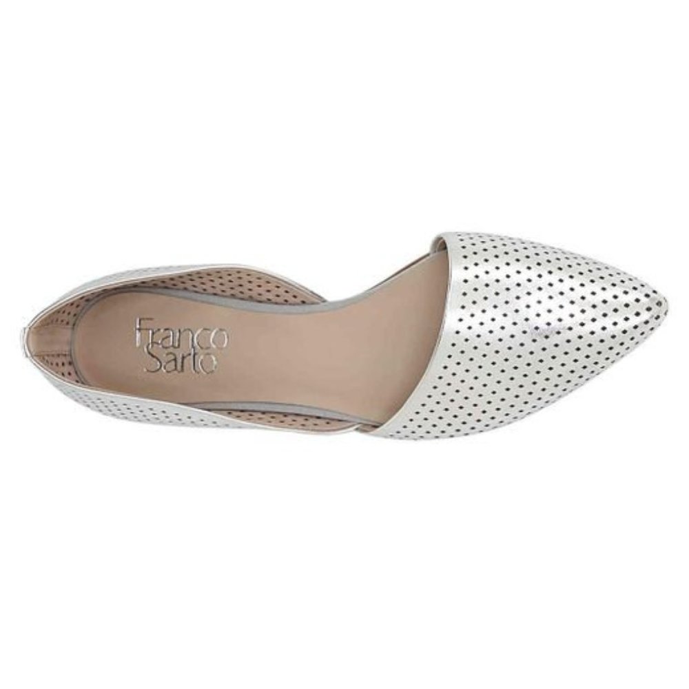 Final Price!  NWOT Franco Sarto Honey2  Silver Metallic Faux Leather Flats 7.5 - Picture 8 of 9